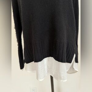 Brochu Walker Black and White Cashmere Layered Sweater